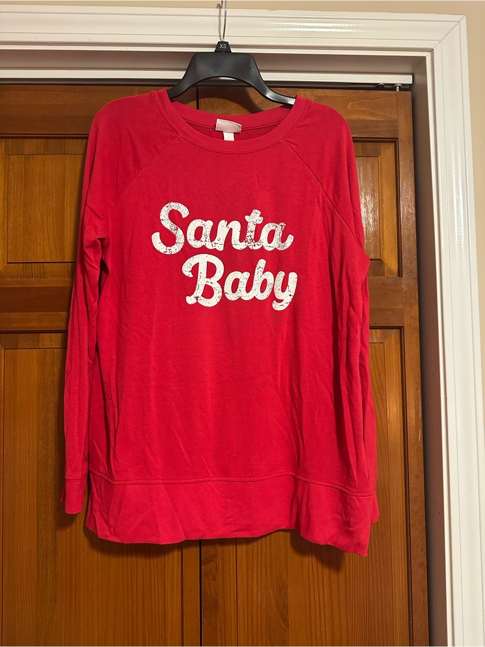 Isabel Maternity by Ingrid & Isabel Red "Santa Baby" Long-Sleeve Sweatshirt